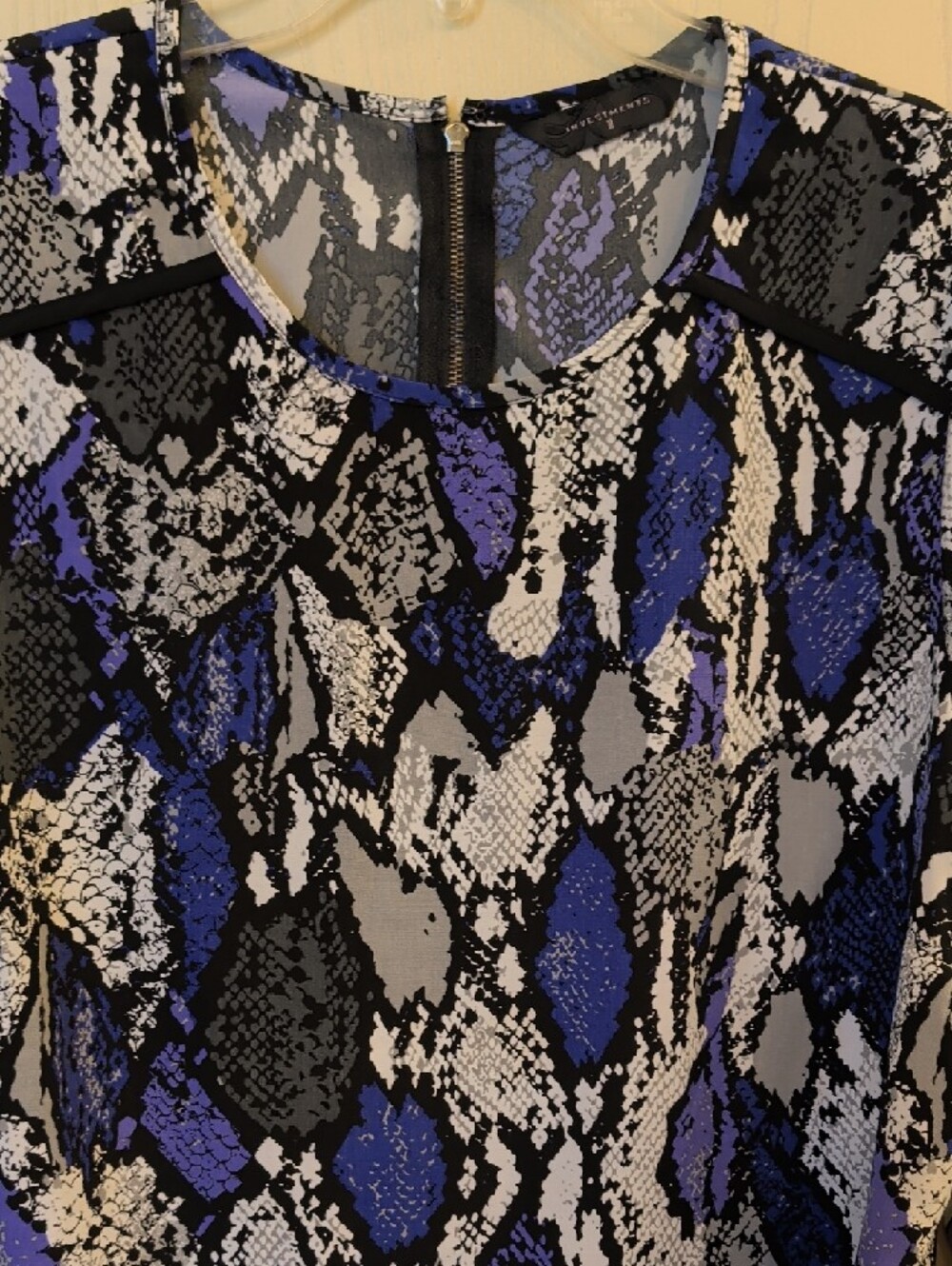 Investments Women’s Purple Snake Print Blouse Size 1X 3/4 Sleeve Career Top - Picture 3 of 11